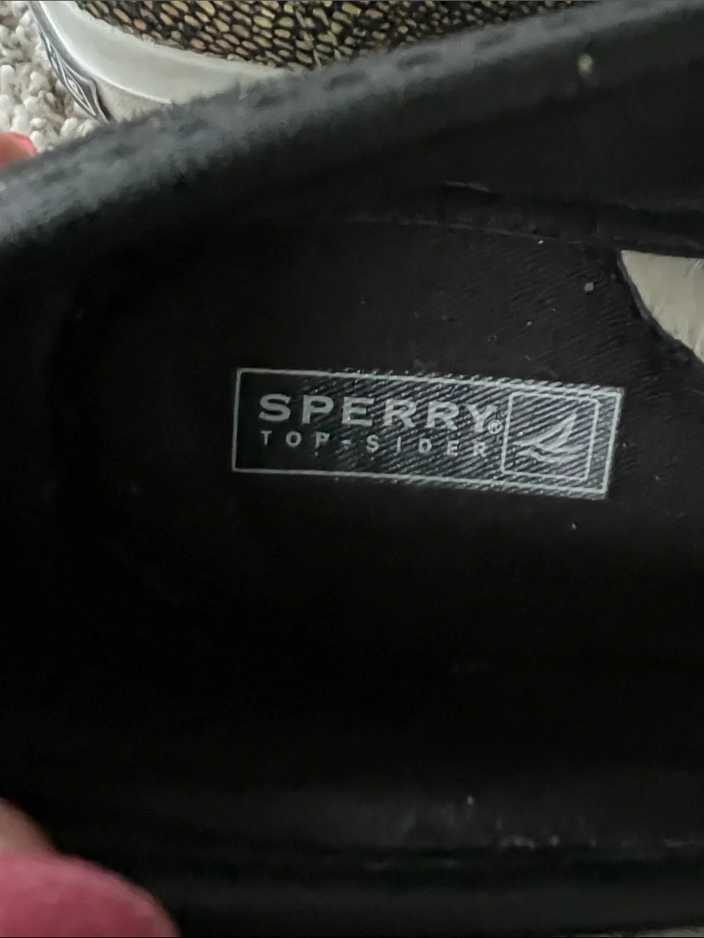 Sperry Women's Top Sider Snakeskin Print Slip On Canvas Loafers Black Gold 8.5